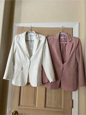 Chaps Women's Blazer Duo - White & Dusty Rose